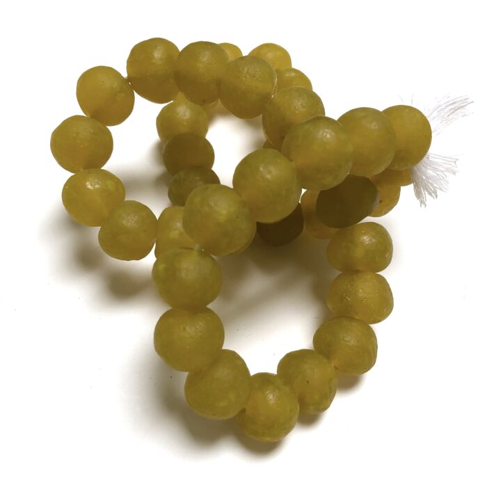 Yellow Recycled Glass Beads 17 mm