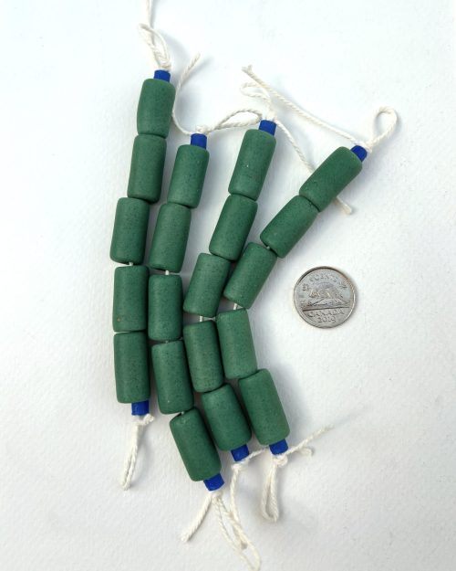 Green Large Tube Recycled Glass Beads