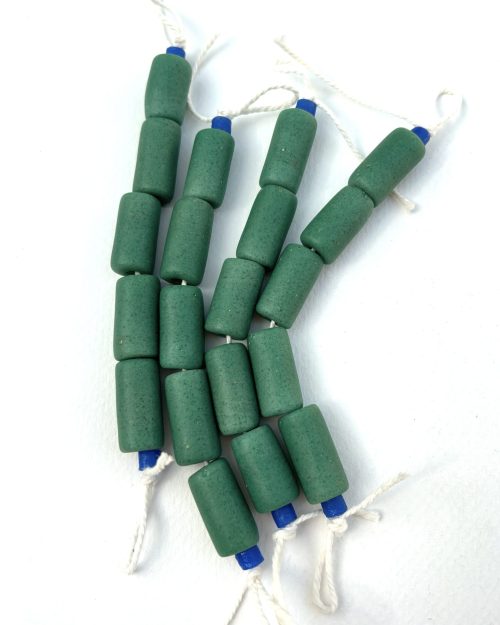 Green Large Tube Recycled Glass Beads