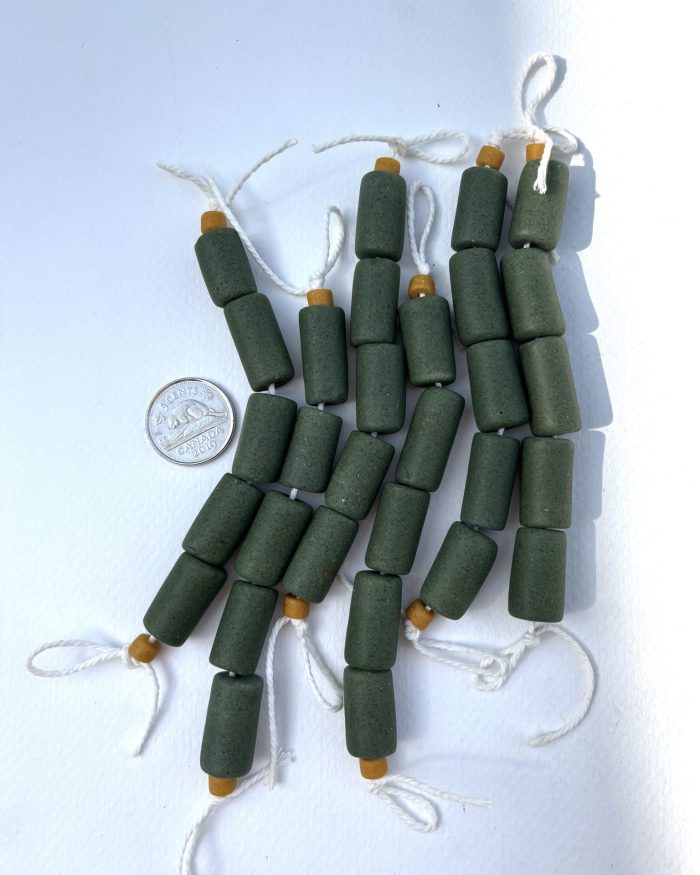 Green Large Tube Recycled Glass Beads