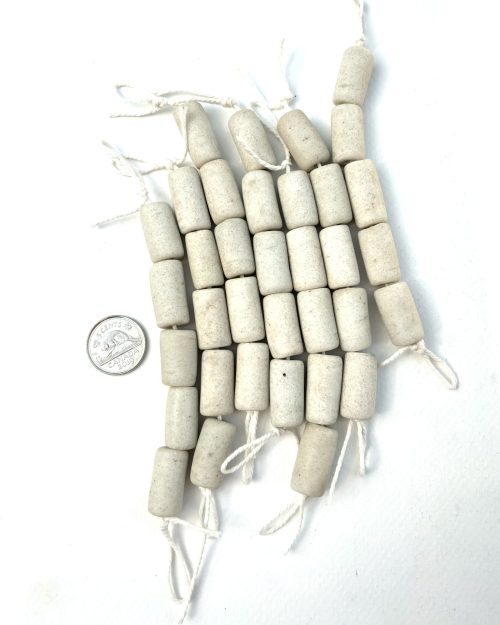 White Large Tube Recycled Glass Beads