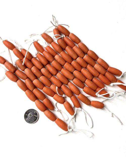 Opaque Orange Tubular Recycled Glass Beads