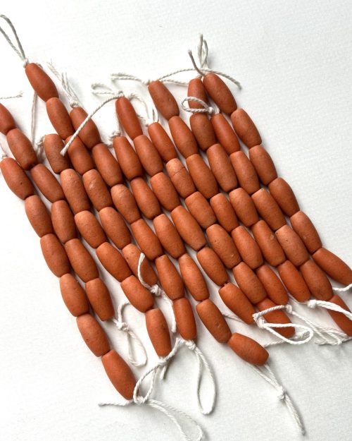 Opaque Orange Tubular Recycled Glass Beads