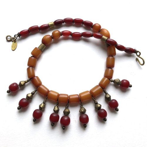 African Amber Drop Necklace