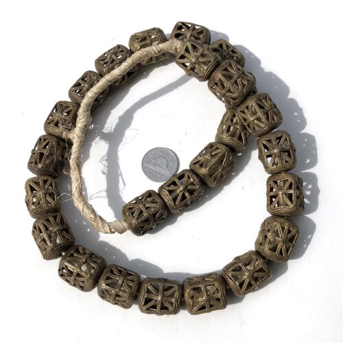 African Brass Filligree Square Beads