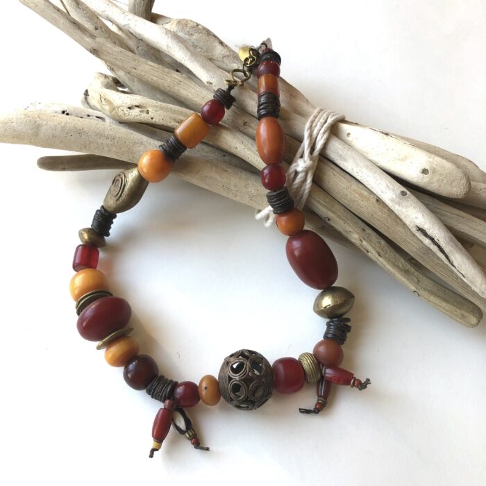 Silvia Necklace with African Amber Necklace