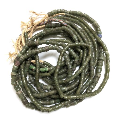 Vintage Green Sandcast Beads