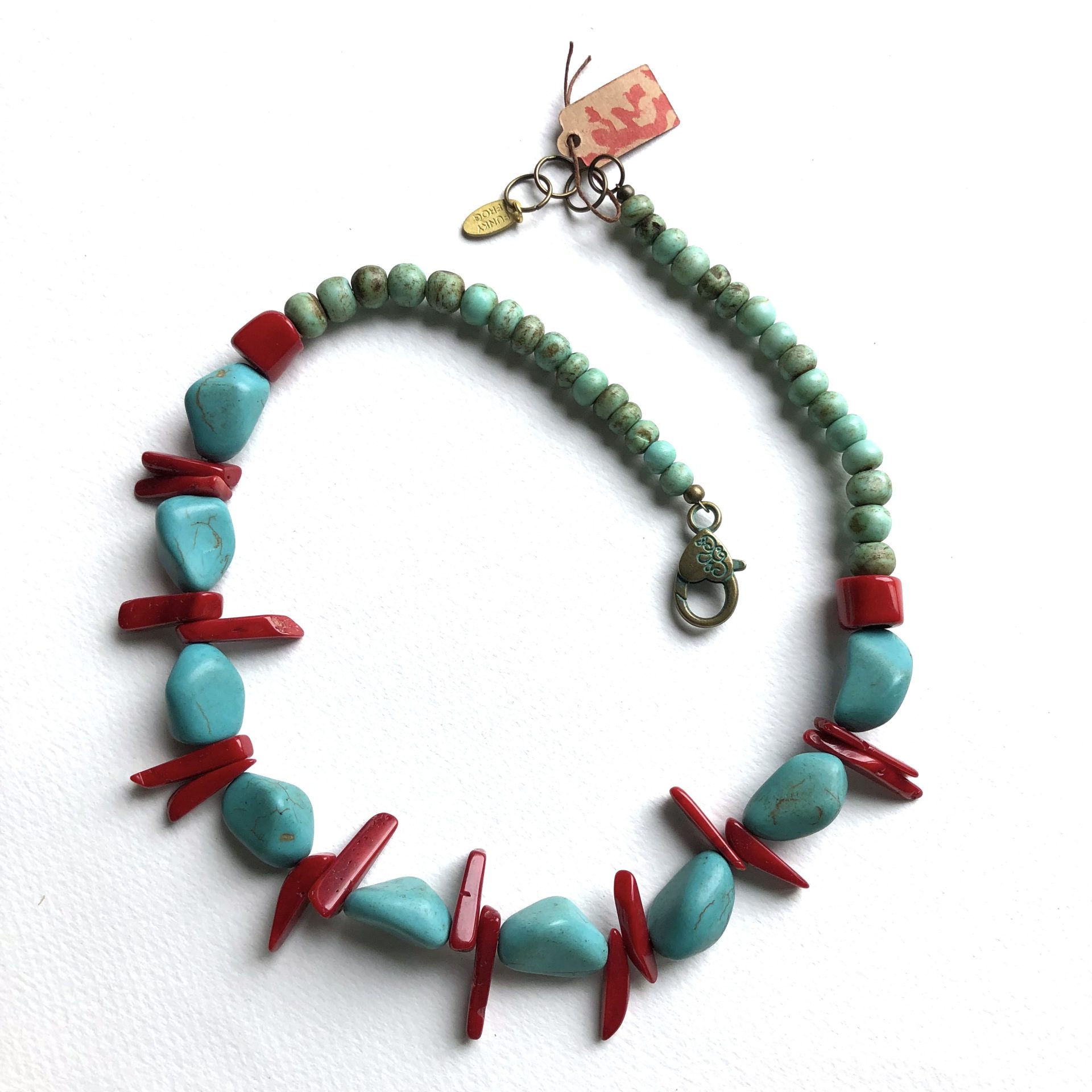 Turquoise + Coral Beads Necklace