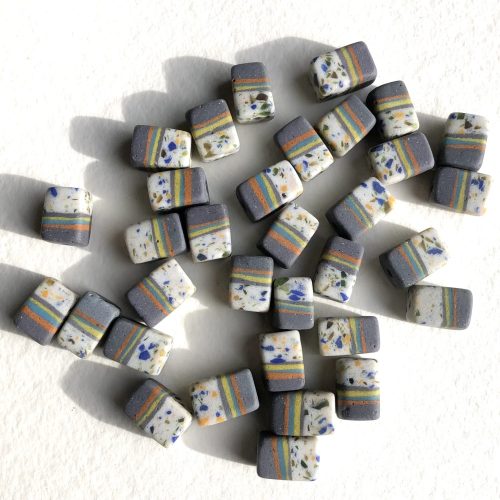 Fancy Recycled Glass Rectangle Beads