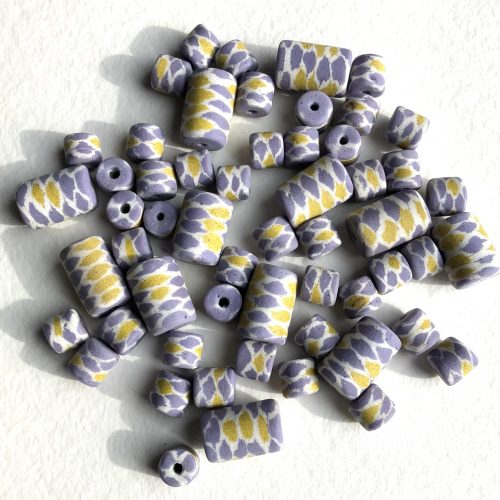 Yellow + Purple Tube Recycled Glass Beads