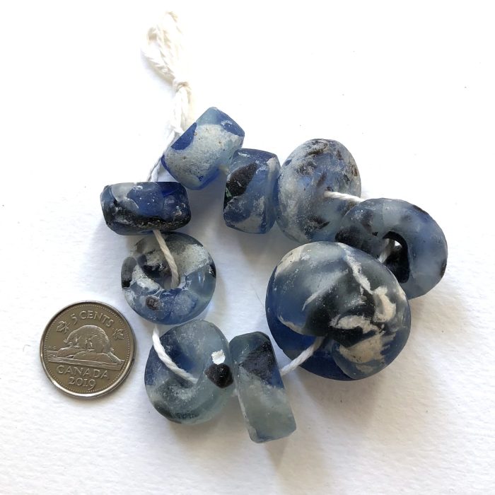 Blue Glass with crushed stone Beads