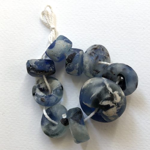 Blue Glass with crushed stone Beads