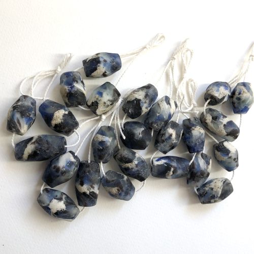 Blue Glass with crushed stone Beads