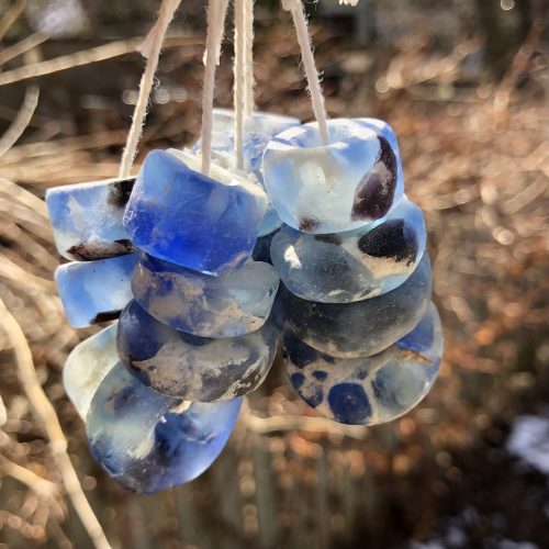 Blue Glass with crushed Stone Beads