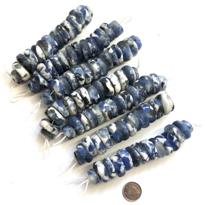 Blue Glass with crushed Stone Beads