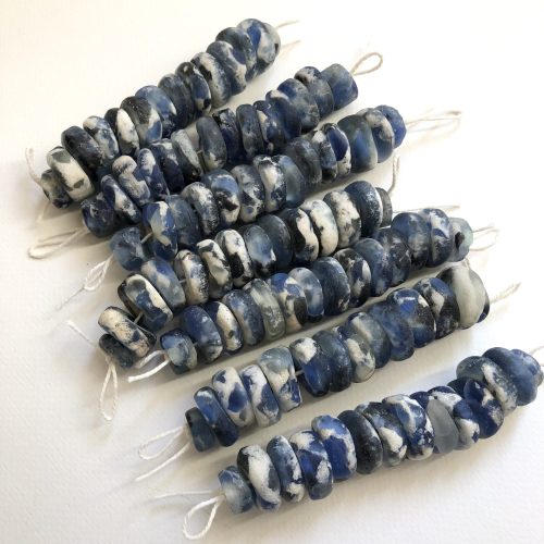 Blue Glass with crushed Stone Beads