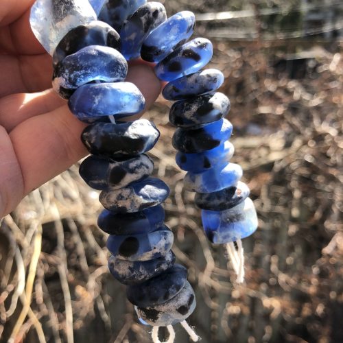 Blue Glass with crushed Stone Beads