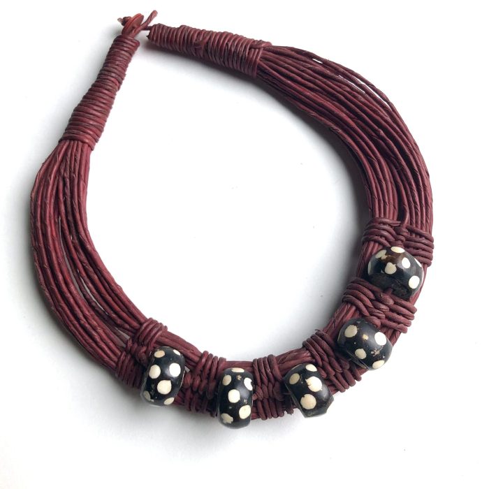 Batik Bone and Leather Necklace