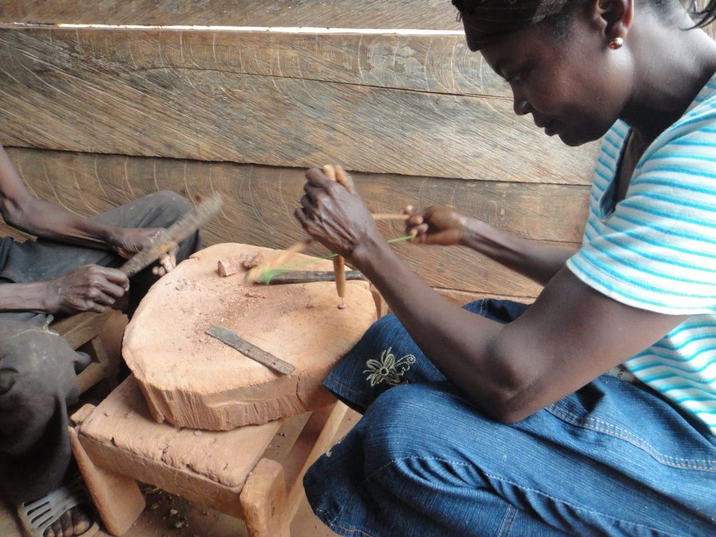 Drilling holes in Bauxite Beads